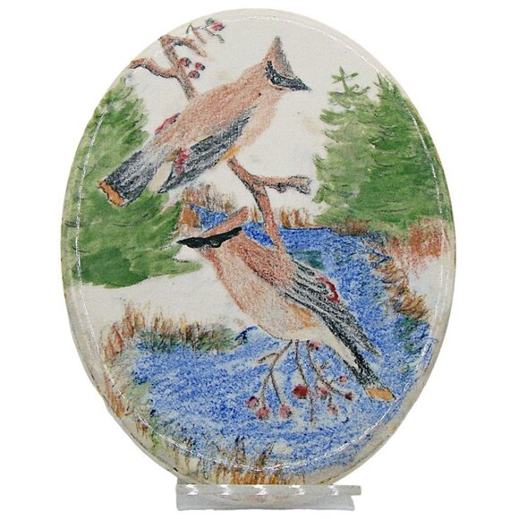 Wheeling Other - Vintage Wheeling Multicolor Cardinal Birds Outdoor Wildlife Scenery Tile Pottery
